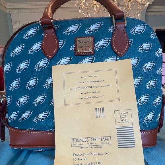 Dooney & Bourke Green and Brown Satchel - Picture 6 of 7